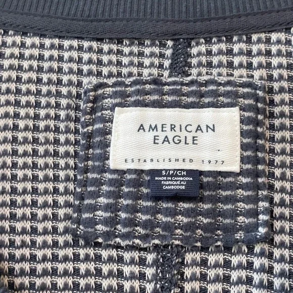 American Eagle Outfitters Big Hug V-Neck Waffle‎ Knit Sweatshirt Oversized Sz S - Picture 9 of 10